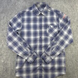 Under Armour Ole Miss Rebels Shirt Small Blue Plaid Long Sleeve Button Up